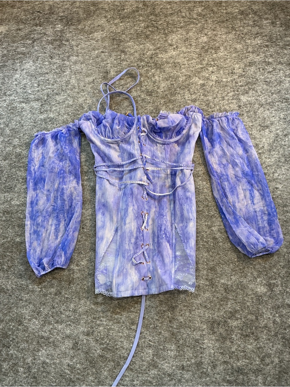 Savage X Fenty Off-Shoulder Lavender Tie-Dye Mini Dress Size M